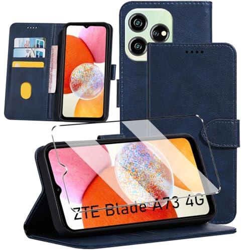 HuiYouMY Compatible with ZTE Blade A73 4G/ V50S Hülle Klapphülle, [Verdicktes TPU] [Kartenfächer] [Standfunktion] [Magnet], Stoßfeste Schutzhülle, Cover Compatible with ZTE Blade A73 4G/ V50S Navy von HuiYouMY