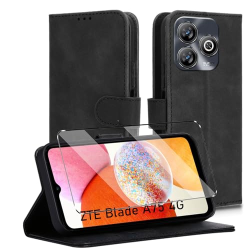 HuiYouMY Compatible with ZTE Blade V60 Vita Hülle Klapphülle, [Verdicktes TPU] [Kartenfächer] [Standfunktion] [Magnet], Stoßfeste Schutzhülle, Cover Compatible with ZTE Blade V60 Vita Schwarz von HuiYouMY