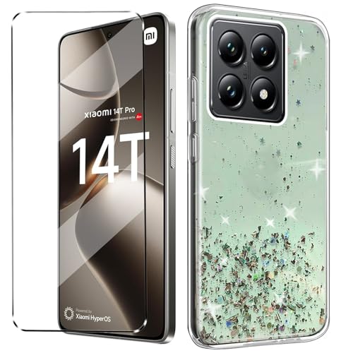 HuiYouMY Glitzer Bling hülle mit Glas 1Pcs Compatible with Xiaomi 14T Pro Folie, hülle silikon stoßfest für Xiaomi 14T Pro schutzhülle schutzfolie schutzglas Folie handyhülle Green HuiYouMY Glitzer Bling hülle mit Glas 1Pcs Compatible with Xiaomi 14T Pro Folie, hülle silikon stoßfest für Xiaomi 14T Pro schutzhülle schutzfolie schutzglas Folie handyhülle Green von HuiYouMY