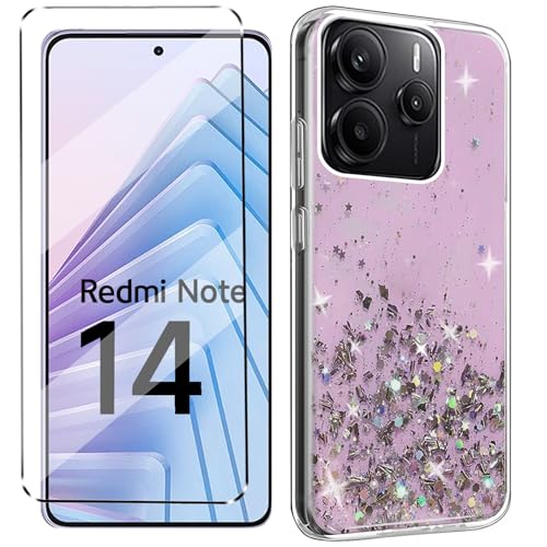 HuiYouMY Glitzer Bling hülle mit Glas 1Pcs Compatible with Xiaomi Redmi Note 14 5G Folie, hülle silikon stoßfest für Redmi Note 14 5G schutzhülle schutzfolie schutzglas handyhülle Pink HuiYouMY Glitzer Bling hülle mit Glas 1Pcs Compatible with Xiaomi Redmi Note 14 5G Folie, hülle silikon stoßfest für Redmi Note 14 5G schutzhülle schutzfolie schutzglas handyhülle Pink von HuiYouMY