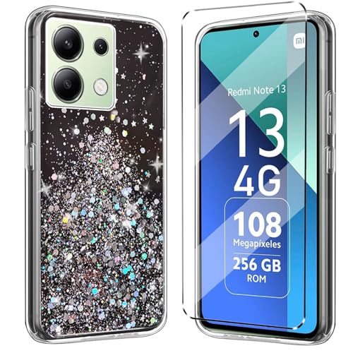 HuiYouMY Glitzer Bling hülle mit Glas 1Pcs Xiaomi Redmi Note 13 4G Folie, hülle silikon stoßfest für Xiaomi Redmi Note 13 4G schutzhülle schutzfolie schutzglas Folie handyhülle Black HuiYouMY Glitzer Bling hülle mit Glas 1Pcs Xiaomi Redmi Note 13 4G Folie, hülle silikon stoßfest für Xiaomi Redmi Note 13 4G schutzhülle schutzfolie schutzglas Folie handyhülle Black von HuiYouMY