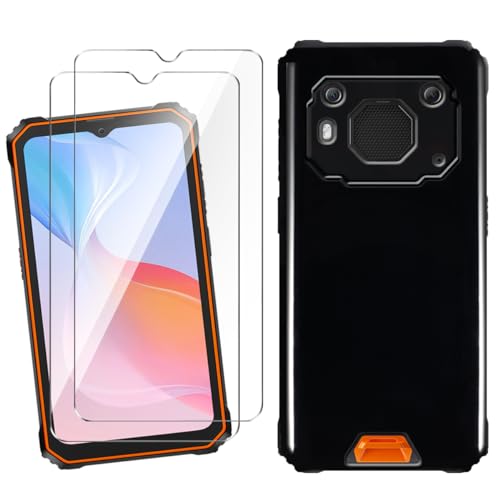 HuiYouMY Handyhülle Kompatibel mit Blackview BV6200/Blackview BV6200 Pro Hülle, 2 Stück Gehärtetes Glas Schutzfolie, Weich Black Schutzhülle Starker Schutz Silikon Case TPU Cover (6.56")-Schwarz von HuiYouMY