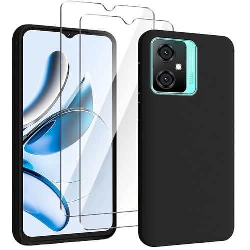 HuiYouMY Handyhülle Kompatibel mit Blackview Oscal Tiger 10 Hülle, 2 Stück Gehärtetes Glas Schutzfolie, Weich Black Schutzhülle Starker Schutz Silikon Case TPU Cover (6.60")-Schwarz von HuiYouMY