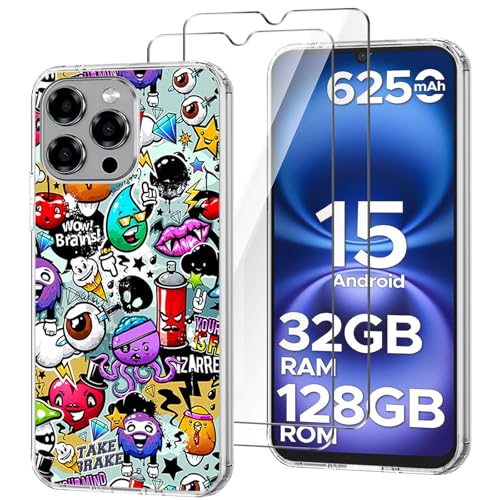 HuiYouMY Handyhülle Kompatibel mit Doogee Note 58/Doogee Note 58 Pro Hülle Durchsichtig mit 2 Stück Panzeglas Schutzfolie, Weich Transparent Schutzhülle, Starker Schutz Silikon Case TPU Cover -XS40 von HuiYouMY