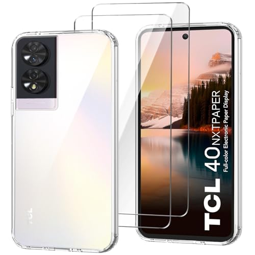 HuiYouMY Handyhülle Kompatibel mit TCL 40 NxtPaper 4G Hülle + 2 Stück Gehärtetes Glas Schutzfolie, Weich Transparent Schutzhülle, Starker Schutz Silikon Case TPU Cover (6.78")-Clear von HuiYouMY