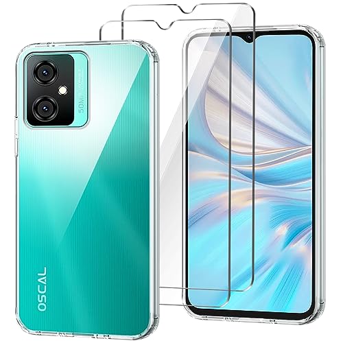 HuiYouMY Handyhülle für Blackview Oscal C70 Hülle + [2 Stück] Displayfolie, Weich Transparent Schutzhülle, Starker Schutz Silikon Case TPU Schale (6.56")-Clear von HuiYouMY