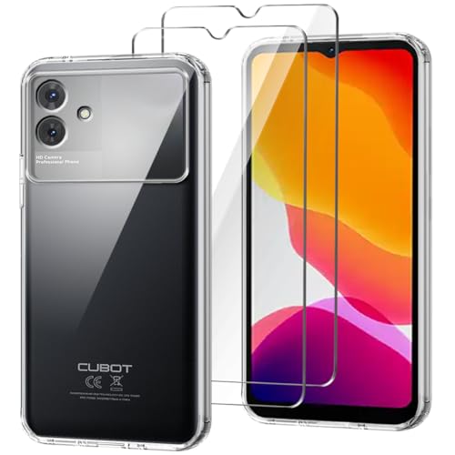 HuiYouMY Handyhülle für Cubot Note 21 Hülle + [2 Stück] Displayfolie Schutzfolie, Weich Transparent Schutzhülle, Starker Schutz Silikon Case TPU Schale (6.56")-Clear von HuiYouMY