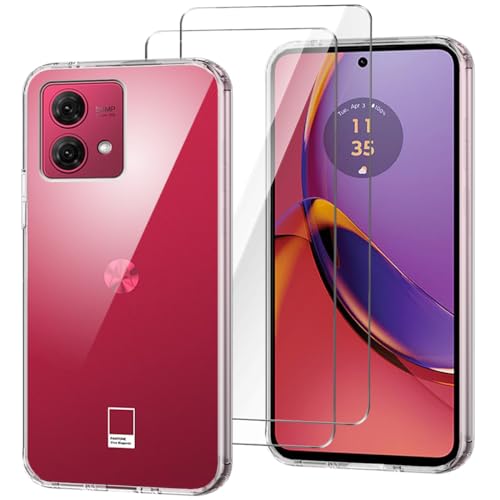 HuiYouMY Handyhülle für Motorola Moto G84 5G Hülle + [2 Stück] Displayfolie Schutzfolie, Weich Transparent Schutzhülle, Starker Schutz Silikon Case TPU Schale (6.50")-Clear von HuiYouMY