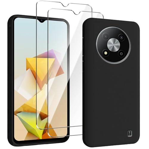 HuiYouMY Handyhülle für ZTE Blade A73 5G Hülle + [2 Stück] Displayfolie Schutzfolie, Weich Black Schutzhülle Starker Schutz Silikon Case Cover TPU Schale (6.52")-Schwarz von HuiYouMY