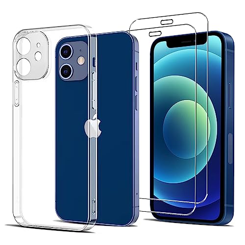 HuiYouMY Handyhülle für iPhone 12 Mini Hülle (5.40")+ [2 Stück] Displayfolie, Weich Transparent Schutzhülle, Starker Schutz Silikon Case TPU Schale-Clear von HuiYouMY