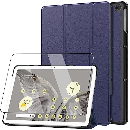 HuiYouMY Hülle für Google Pixel Tablet (2023) + 1 Pcs Schutzfolie für Google Pixel Tablet hülle - Flip Case Cover Schutzhülle Schutzfolie Google Pixel Tablet Schutzfolie Glas -Navy von HuiYouMY