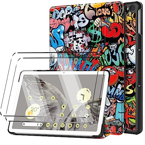 HuiYouMY Hülle für Google Pixel Tablet (2023) + 2 Pcs Schutzfolie für Google Pixel Tablet hülle - Flip Case Cover Schutzhülle Schutzfolie Google Pixel Tablet Schutzfolie Glas -TY von HuiYouMY