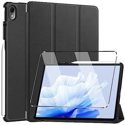 HuiYouMY Hülle für Huawei Matepad Air (2023) + 1 Pcs Schutzfolie für Huawei Matepad Air hülle - Klapphülle TAB hülle Cover Schutzhülle Schutzfolie Huawei Matepad Air Schutzfolie Glas -Black von HuiYouMY