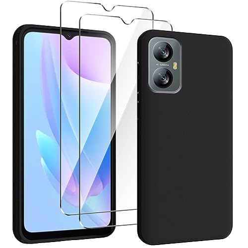 HuiYouMY SCDMY Handyhülle für Blackview A52 / Blackview A52 Pro Hülle + [2 Stück] Displayfolie Schutzfolie, Weich Black Schutzhülle Starker Schutz Silikon Case Cover TPU Schale (6.50")-Schwarz von HuiYouMY