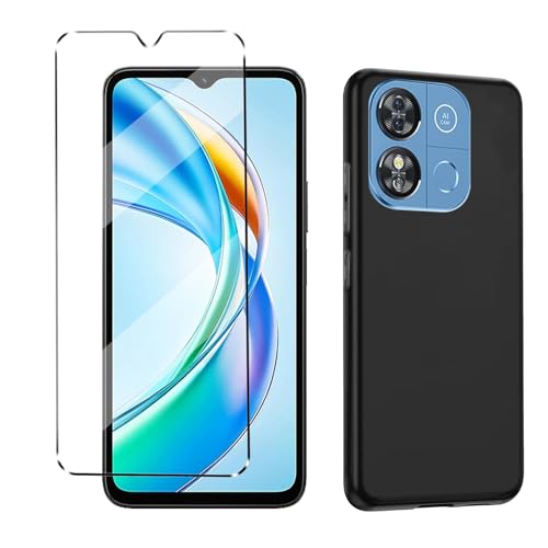 HuiYouMY hülle mit Glas 1Pcs Compatible with Oukitel C57S / Oukitel C57 Pro Folie, hülle silikon stoßfest Compatible with Oukitel C57S schutzhülle schutzfolie schutzglas Folie handyhülle Black von HuiYouMY