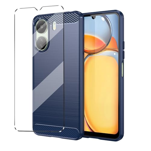 HuiYouMY hülle mit panzeglas 1Pcs Compatible with Redmi 13C Folie, hülle silikon stoßfest Compatible with Redmi 13C schutzhülle schutzfolie schutzglas panzerfolie handyhülle Tasche case Navy von HuiYouMY