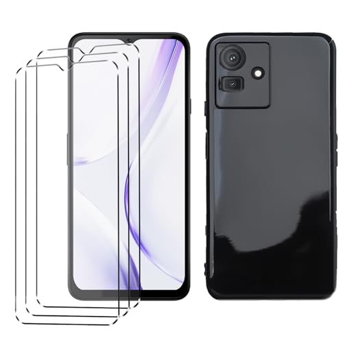 HuiYouMY hülle mit panzeglas 3Pcs Compatible with CUBOT Note 50 Folie, hülle silikon stoßfest Compatible with CUBOT Note 50 schutzhülle schutzfolie schutzglas panzerfolie handyhülle Tasche case Black von HuiYouMY