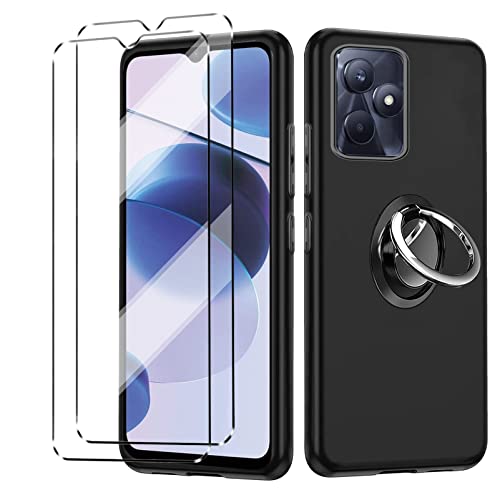 hülle und panzeglas 2Pcs Compatible with Realme C51 folie,mit Ring,hülle silikon stoßfest Compatible with Realme C51 schutzhülle schutzfolie schutzglas panzerfolie handyhülle tasche case Black von HuiYouMY