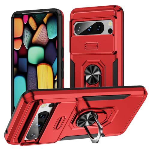 Huisyia Handyhülle für Google Pixel 8 Pro, Schiebe Kamera Schutz Stoßfeste Hülle für Google Pixel 8 Pro (Rot) von Huisyia