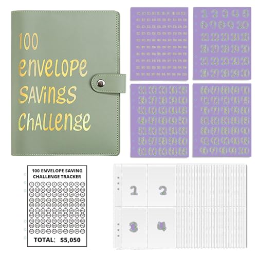 Hujinkan 100 Envelope Challenge Binder, Easy And Fun Way To Save €5,050, Savings Challenges Binder, 100 Envelope Challenge Kit, Savings Challenges Book With Envelopes von Hujinkan