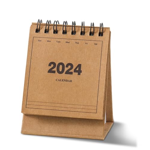 Hujinkan Monatskalender 2024 - Kleiners Spiral-Tischkalender zum Aufstellen,Minimalistischer Tischkalender für Zuhause, Schule, tragbarer Kalender mit 12 Monaten für Klassenzimmer, Arbeit von Hujinkan