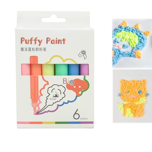 Hujinkan Popcorn Pens, 6 Stück Popcornstift, 3d Magischer Puffy Paint Stifte, Bunte Wärmeaktivierte Kunstmalstifte Für DIY-Kunst, Graffiti-Malzubehör Für Kinder Für Unterrichtsaktivitäten von Hujinkan