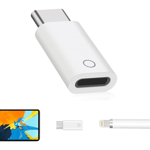 Adapter für Apple Pencil 1 auf USB-C, Ladeadapter für 1. Generation und iPad 10th Gen, Unterstützt Bluetooth Kopplung (Weiß) von Hukneqn