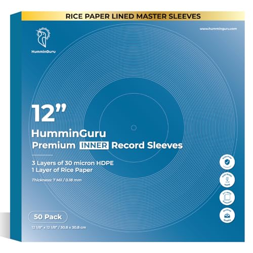 HumminGuru 3-lagige PREMIUM 12" Innenhüllen für Schallplatten.Mit Reispapier gefütterte Vinyl-Masterhüllen.Antistatisches,säurefreies,dickes HDPE 3+1 Schicht in 7 Mil, 50 Pack (12" Master-Innenhüllen) HumminGuru 3-lagige PREMIUM 12" Innenhüllen für Schallplatten.Mit Reispapier gefütterte Vinyl-Masterhüllen.Antistatisches,säurefreies,dickes HDPE 3+1 Schicht in 7 Mil, 50 Pack (12" Master-Innenhüllen) von HumminGuru