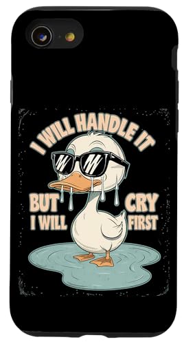 Lustige Ente Weint Sarkastisch Tier Hülle für iPhone SE (2020) / 7 / 8 von Humor Geschenk Emotional Frauen Männer