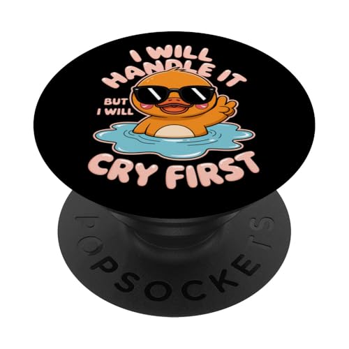 Lustige Ente Weint Sarkastisch Tier PopSockets Klebender PopGrip von Humor Geschenk Emotional Frauen Männer