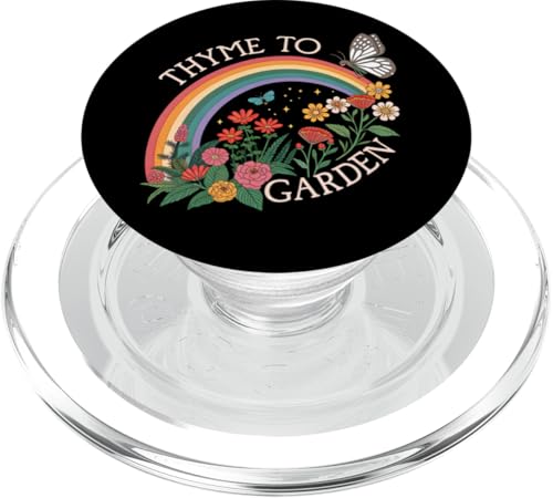Thymian To Garden Witz sarkastische Pflanzen Wortspiel Regenbogen Schmetterling PopSockets PopGrip für MagSafe von Humor R Us