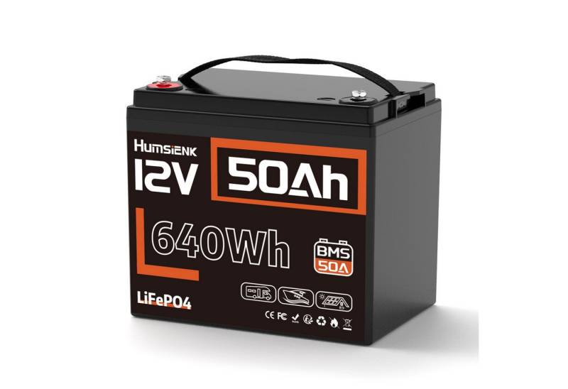 Humsienk 12V 50Ah RV LiFePO4 Lithiumbatterie,langlebiger wiederaufladbarer Akku Akku-Set, Geeignet für Automobile, Gartenarbeit,Schifffahrt,Trolling, Wohnmobile von Humsienk