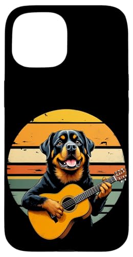 Hund spielt Gitarre Hülle für iPhone 15 von Hund, der Gitarre spielt Design