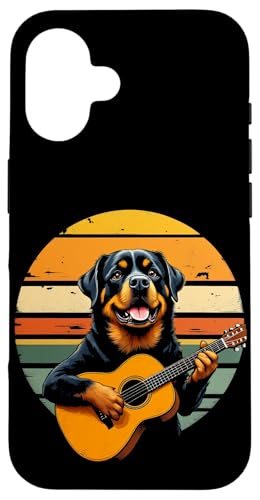Hund spielt Gitarre Hülle für iPhone 16 von Hund, der Gitarre spielt Design
