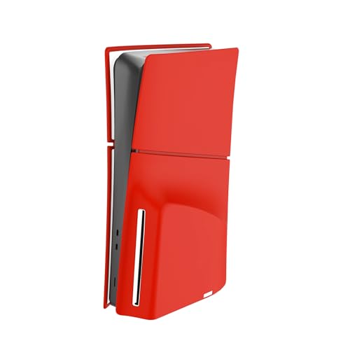 Hundor Anti-Staub Schutzhülle für PS5 Slim Silikonhülle für Playstation 5, Slim Staubschutzhülle Skin Shell für PS5 Slim Silikon Schutzhülle (Optisches Laufwerk Version Rot) von Hundor