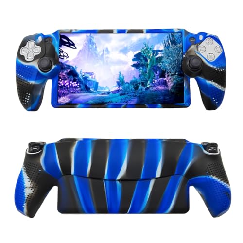 Hundor Silikon-Schutzhülle für Playstation Portal Case PS5 Portal Konsole Camouflage Crafted Skin Cover Anti-Rutsch-Partikel-Design (Tarnfarbe Blau) von Hundor