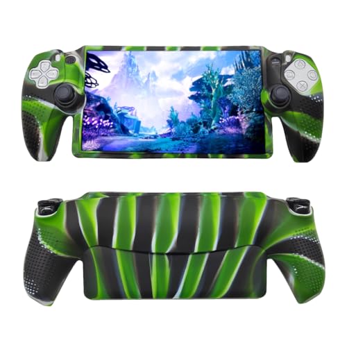 Hundor Silikon-Schutzhülle für Playstation Portal Case PS5 Portal Konsole Camouflage Crafted Skin Cover Anti-Rutsch-Partikel-Design (Tarnfarbe Grün) von Hundor