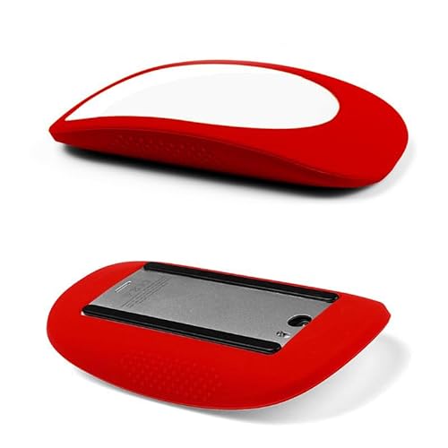 Silikon-Maus-Schutzhülle für Apple Magic Mouse 2, farbenfrohe, weiche, ultradünne Skin-Schutzhülle, Anti-Drop-Maus-Zubehör. (Rot) von Hundor