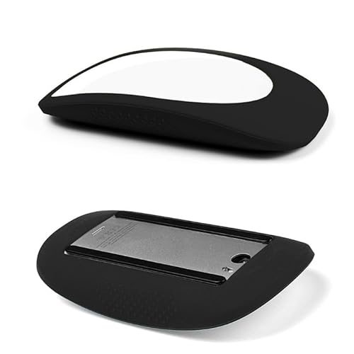 Silikon-Maus-Schutzhülle für Apple Magic Mouse 2, farbenfrohe, weiche, ultradünne Skin-Schutzhülle, Anti-Drop-Maus-Zubehör. (Schwarz) von Hundor