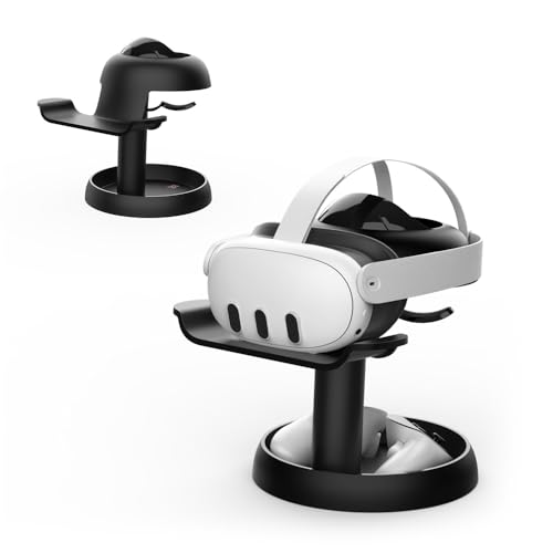 Ständerhalterung für Meta Quest 3 VR Headset & Controller, Universal VR Headset Display Dock, VR Brillenhalterung Stabiler Auslöseknopf Organizer von Hundor