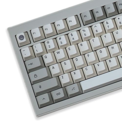 Minimalistische weiße graue Tastenkappen, 146 Tasten, Kirschprofil, PBT DYE-SUB Tastenkappe mit 7u Leertaste, geeignet für mechanische Tastatur von Hunfuthr