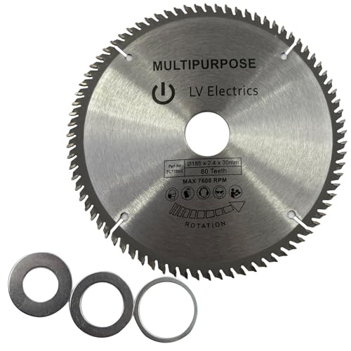Hunricho Hartlegierungssägeblatt185x2.4x30mmfürHolzbearbeitung/Kunststoffschneiden, geeignet für Kreissägen/Tischsägen (185x2.4x30mm) von Hunricho