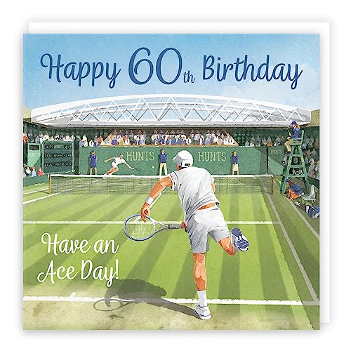 Hunts England - Tennis Geburtstagskarte zum 60. Geburtstag für Ihn – Alter 60 – Milo's Gallery Collection – Geburtstagskarte zum 60. Geburtstag – Geburtstagskarte für Herren zum 60. Geburtstag von Hunts England
