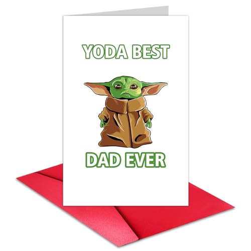 Huokiriki Baby Yoda Geburtstagskarte für Vater, lustige Vatertagskarte von Kindern, You Are The Best Dad Ever,Dicker Karton, Umschlag im Lieferumfang enthalten. von Huokiriki
