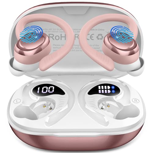 Bluetooth 5.4 Kopfhörer Sport, 2025 In Ear Kopfhörer Kabellos Bluetooth mit Hi-Fi Stereo, 50Std Noise Cancelling Earbuds/4 ENC Mic, Sportkopfhörer Over-Ear mit Ohrhaken, IP7 Wasserdicht Ohrhörer/USB-C Bluetooth 5.4 Kopfhörer Sport, 2025 In Ear Kopfhörer Kabellos Bluetooth mit Hi-Fi Stereo, 50Std Noise Cancelling Earbuds/4 ENC Mic, Sportkopfhörer Over-Ear mit Ohrhaken, IP7 Wasserdicht Ohrhörer/USB-C von Hupoaf