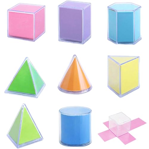 8pcs Mathematik Set 3D -Formen für Mathematik -Ressourcen Kunststoff Geometrie Lernspielzeug mit Faltpapier Kids Klassenzimmer Manipulativ von Huraoerrrr