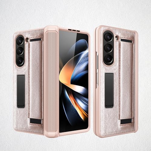 Handy-Flip-Hülle Compatible with Samsung Galaxy Z Fold 5, stoßfeste Lederhülle mit Armband, [Bildschirmschutz] Rundumschutz, unsichtbare Standabdeckung Compatible with Samsung Galaxy Z Fold 5 Schutzhü von HurrayB