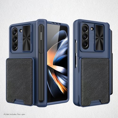 Handy-Flip-Hülle Compatible with Samsung Galaxy Z Fold 5 Slim Wallet Case mit S Pen-Halter, [Federscharnier und integrierter Bildschirmschutz] Unsichtbare Standabdeckung Compatible with Samsung Galaxy von HurrayB