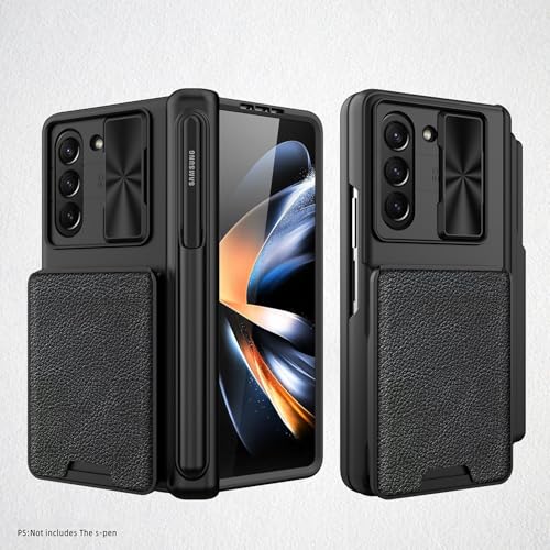 Handy-Flip-Hülle Compatible with Samsung Galaxy Z Fold 5 Slim Wallet Case mit S Pen-Halter, [Federscharnier und integrierter Bildschirmschutz] Unsichtbare Standabdeckung Compatible with Samsung Galaxy von HurrayB