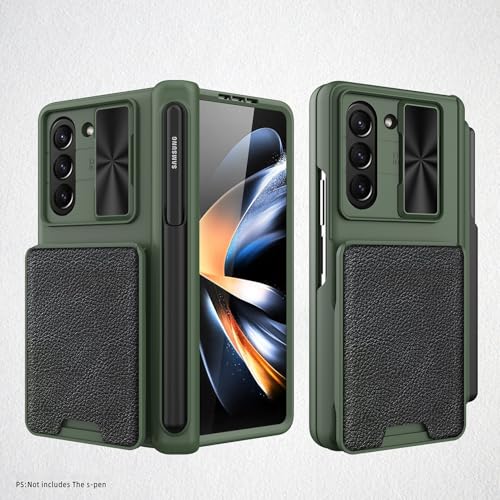 Handy-Flip-Hülle Compatible with Samsung Galaxy Z Fold 5 Slim Wallet Case mit S Pen-Halter, [Federscharnier und integrierter Bildschirmschutz] Unsichtbare Standabdeckung Compatible with Samsung Galaxy von HurrayB